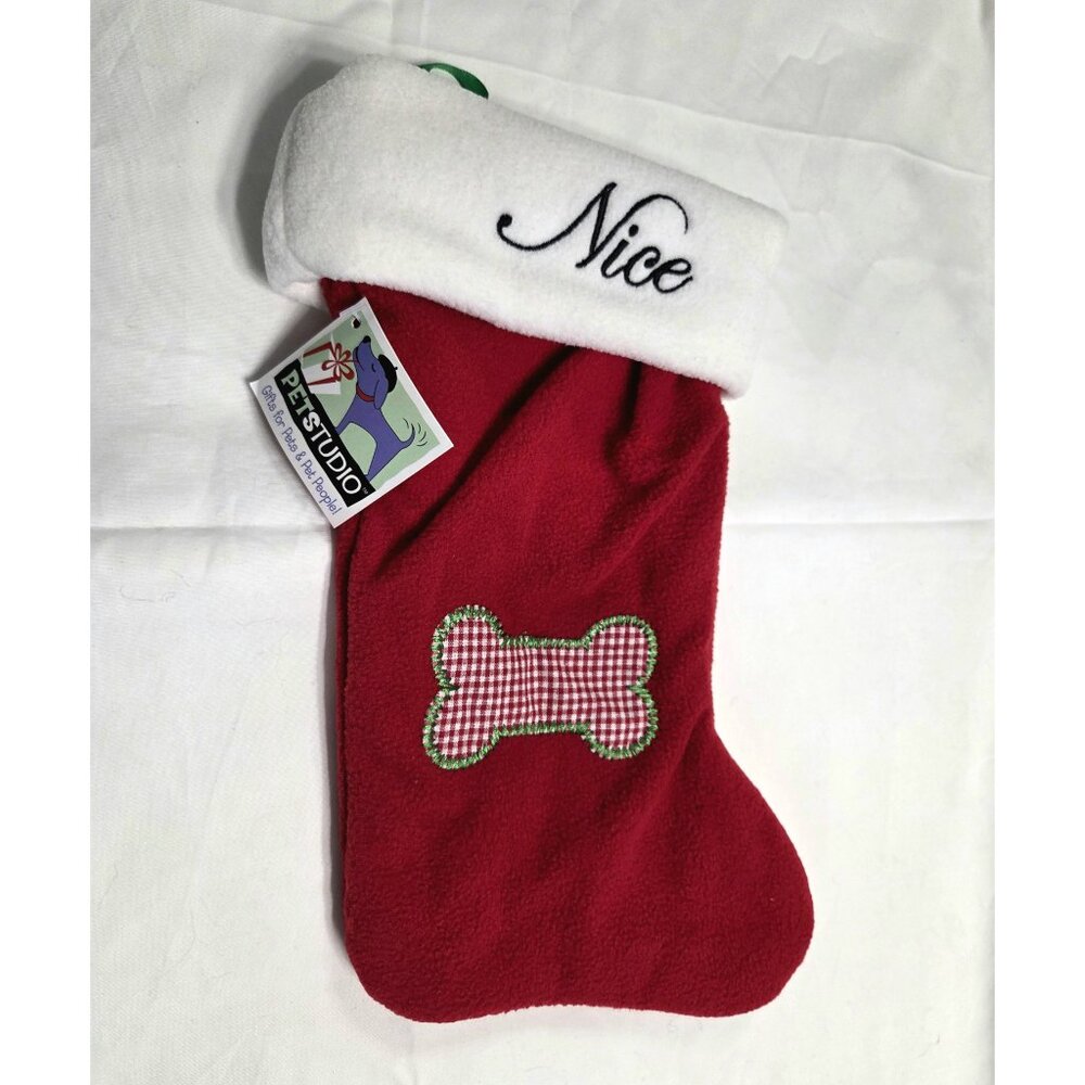 Pet Studio Naughty/Nice Dog Pet Stocking 11" Christmas NWT